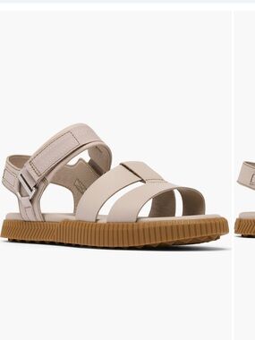 Sorel Beige-Strap Platform Sandals with Tan Ribbed Sole Brand new no tag